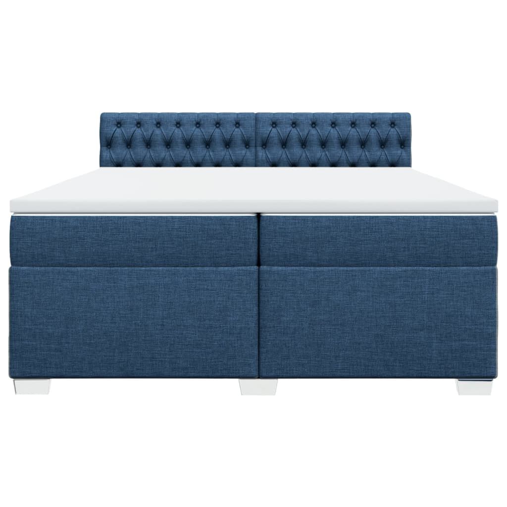 vidaXL Κρεβάτι Boxspring με Στρώμα Μπλε 200x200 εκ. Υφασμάτινο