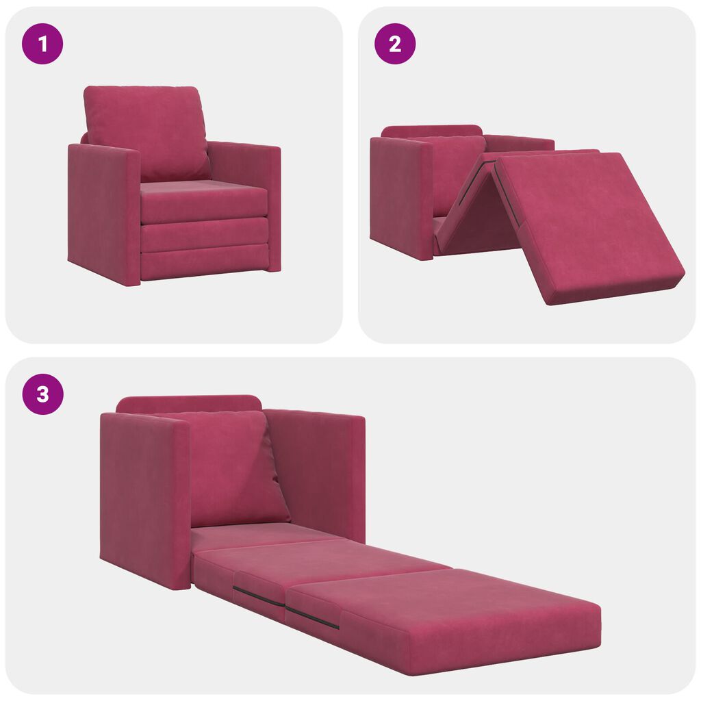vidaXL Sofa Κρεβάτι 2 σε 1 Κρασιού Κόκκινο 74x77x81 εκ. Βαμβακερό