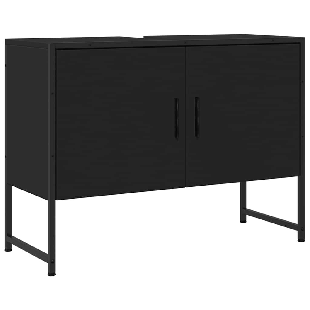 vidaXL Ντουλάπι Μπάνιου Νιπτήρα Μαύρο 80 x 33 x 60 εκ. Επεξ. Ξύλο