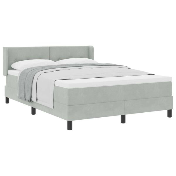 vidaXL Κρεβάτι Box Spring με Στρώμα Ανοιχτό Γκρι 160x200 εκ. Βελούδο