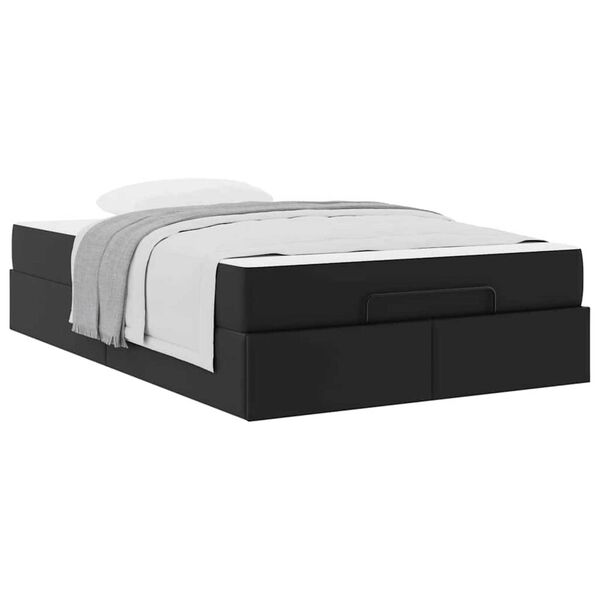vidaXL Σκελετός κρεβατιού με στρώμα Μαύρο 120 x 190 cm Τεχνητό δέρμα