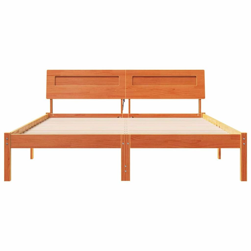 vidaXL Σκελετός Κρεβατιού Καφέ κεριού 160 x 200 cm Μασίφ ξύλο πεύκου