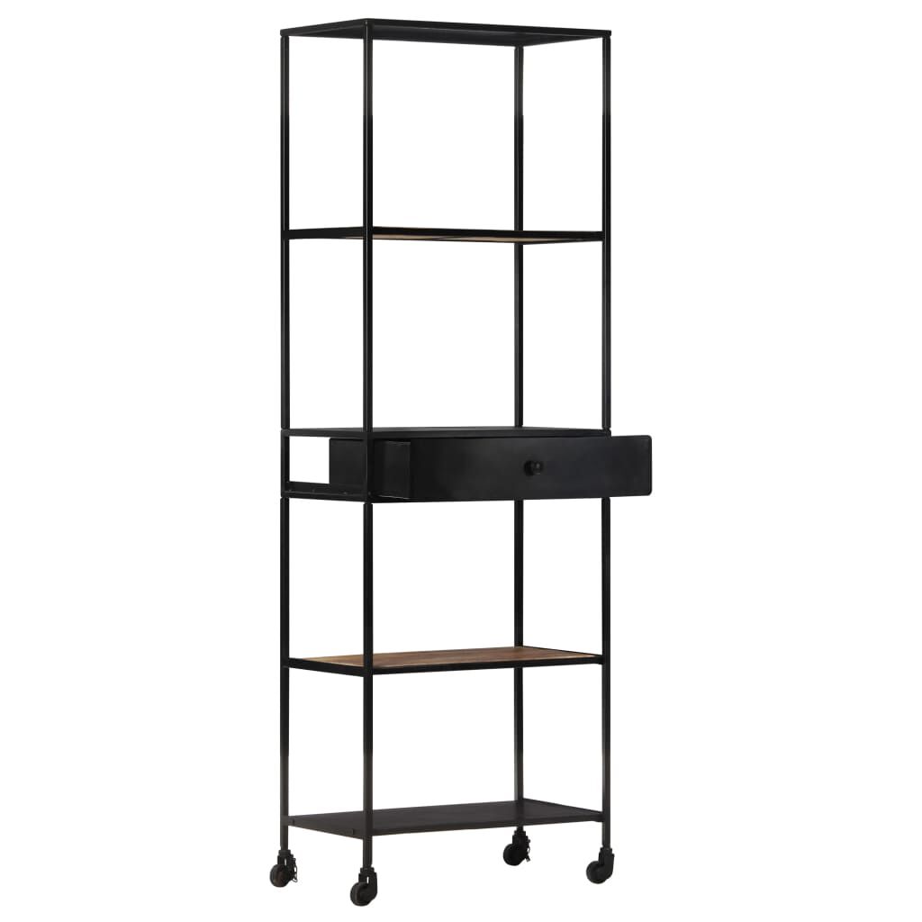 vidaXL Βιβλιοθήκη 60x35x180 εκ. από Ακατέργαστο Ξύλο Μάνγκο & Σίδηρο