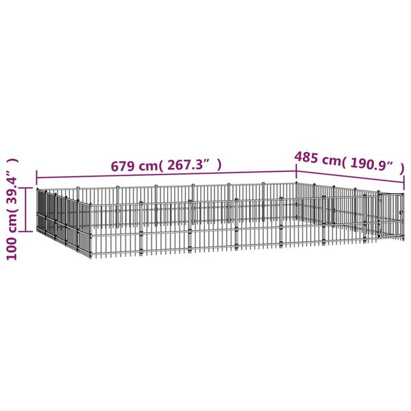 vidaXL Κλουβί Σκύλου Εξωτερικού Χώρου 32,93 μ² από Ατσάλι