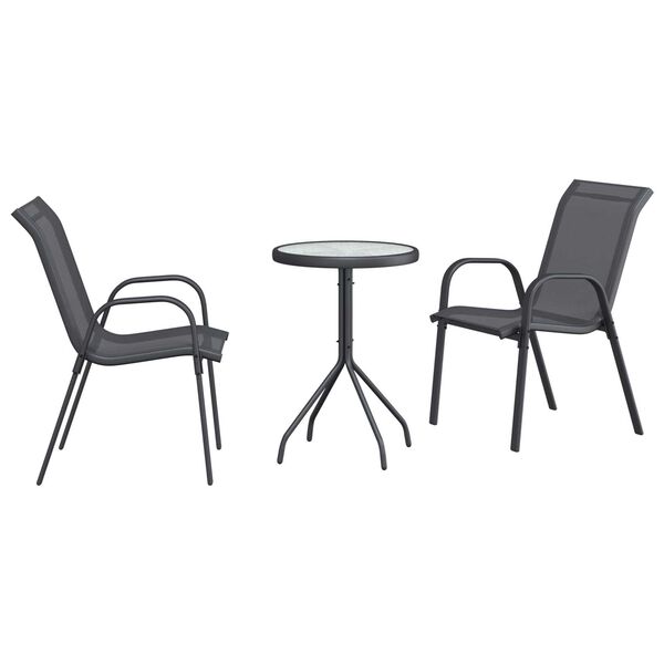 vidaXL Σετ Μπιστρό Κήπου 3 pcs Γκρι Ατσάλι
