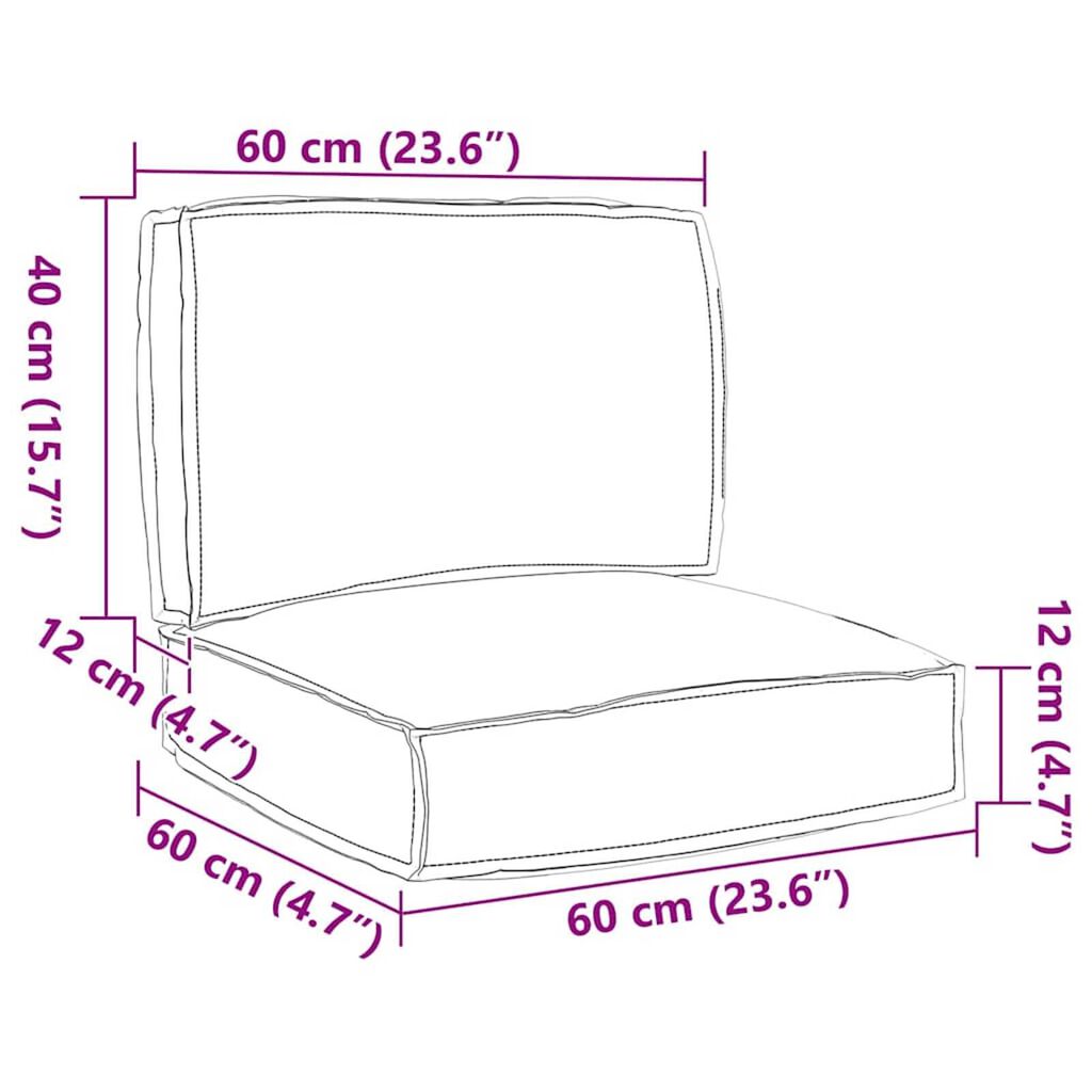 vidaXL Σετ Μαξιλαριών Πάγου 2 pcs Γκρι 60 x 60 x 12 cm Ύφασμα Oxford