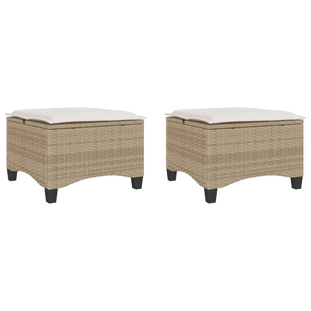 vidaXL Σκαμπό κήπου με μαξιλάρια 2 τεμάχια Μπεζ 55x55x36 cm
