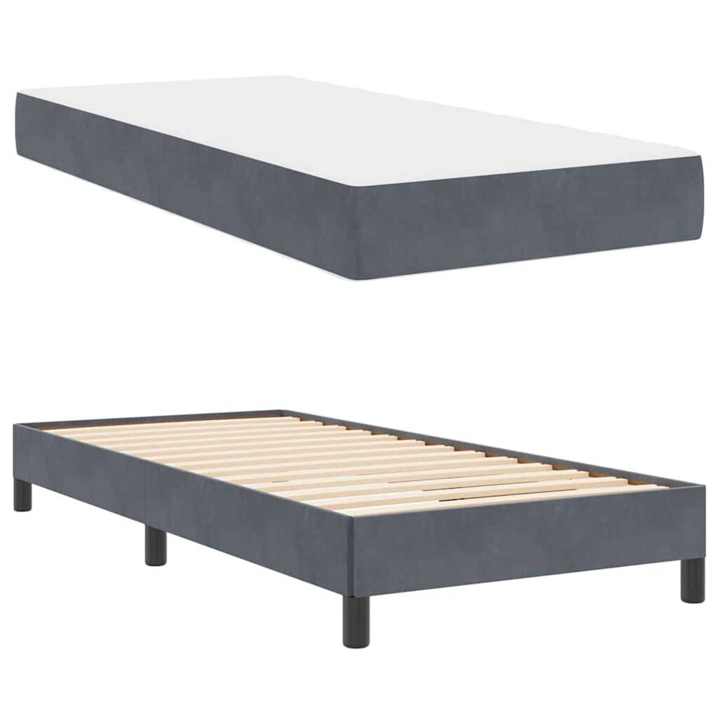 vidaXL Κρεβάτι box spring με στρώμα Σκούρο Γκρι 90 x 190 cm Βελούδο