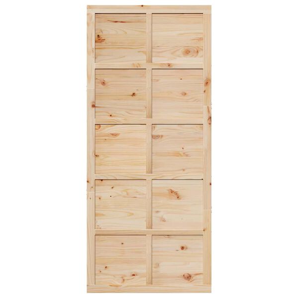 vidaXL Πόρτα αχυρώνα Καφέ 90 x 210 cm Μασίφ ξύλο πεύκου