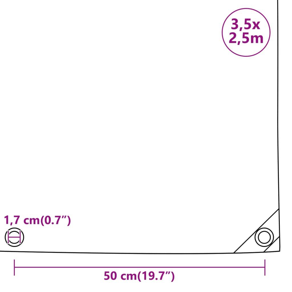 vidaXL Μουσαμάς Μαύρος 650 γρ./μ.² 3,5 x 2,5 μ.