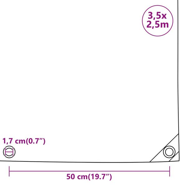 vidaXL Μουσαμάς Μαύρος 650 γρ./μ.² 3,5 x 2,5 μ.
