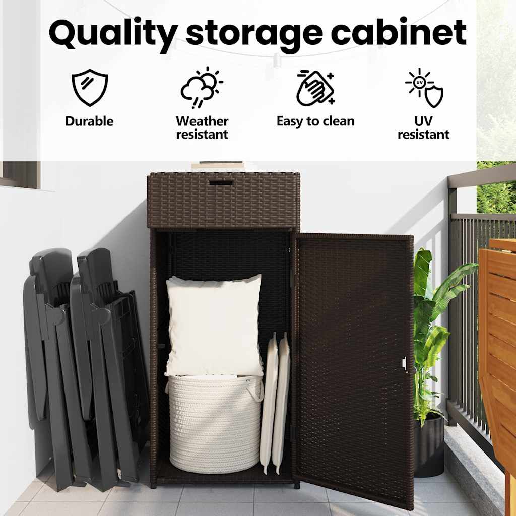 vidaXL Ντουλάπι Αποθήκευσης Κήπου Καφέ 55x55x111 εκ. Συνθετικό Ρατάν