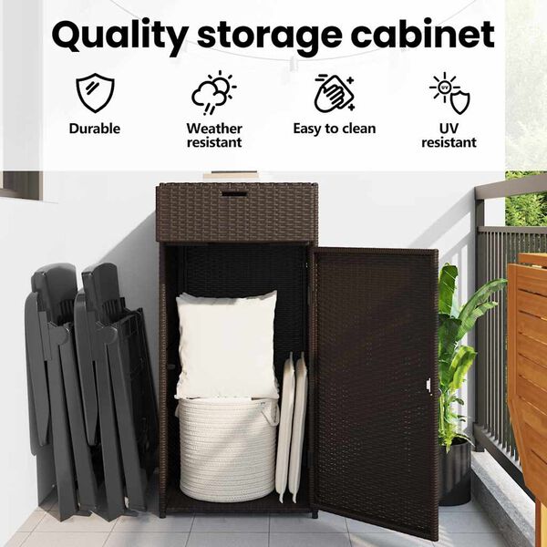 vidaXL Ντουλάπι Αποθήκευσης Κήπου Καφέ 55x55x111 εκ. Συνθετικό Ρατάν