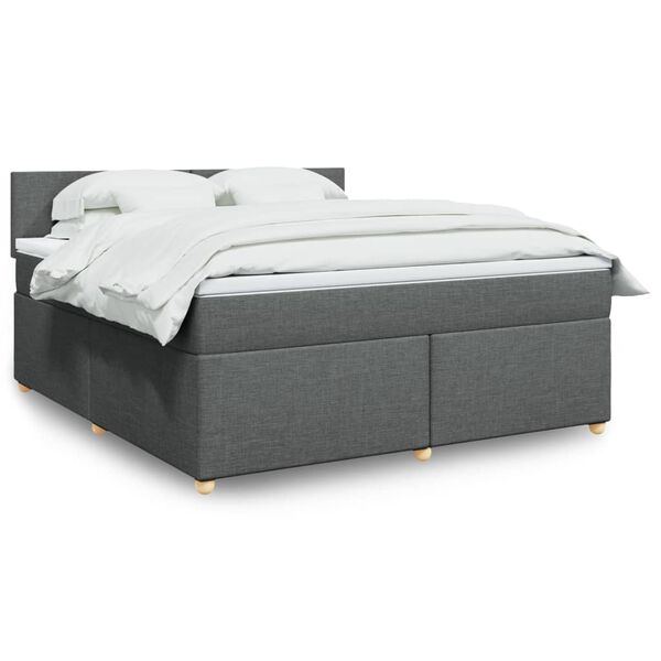 vidaXL Κρεβάτι Boxspring με Στρώμα Σκούρο Γκρι 180x200 εκ Υφασμάτιν