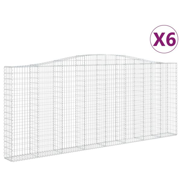 vidaXL Συρματοκιβώτια Τοξωτά 6 τεμ. 400x30x160/180 εκ. Γαλβαν. Ατσάλι