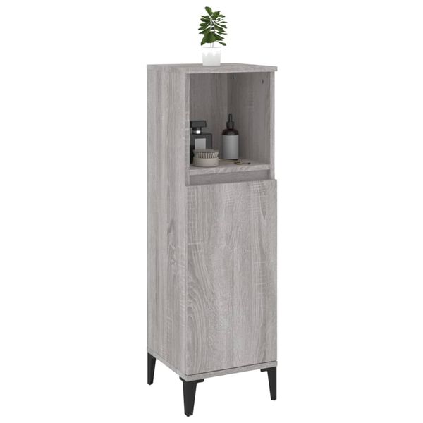 vidaXL Ντουλάπι Μπάνιου Γκρι Sonoma 30x30x100 εκ. Επεξεργασμένο Ξύλο