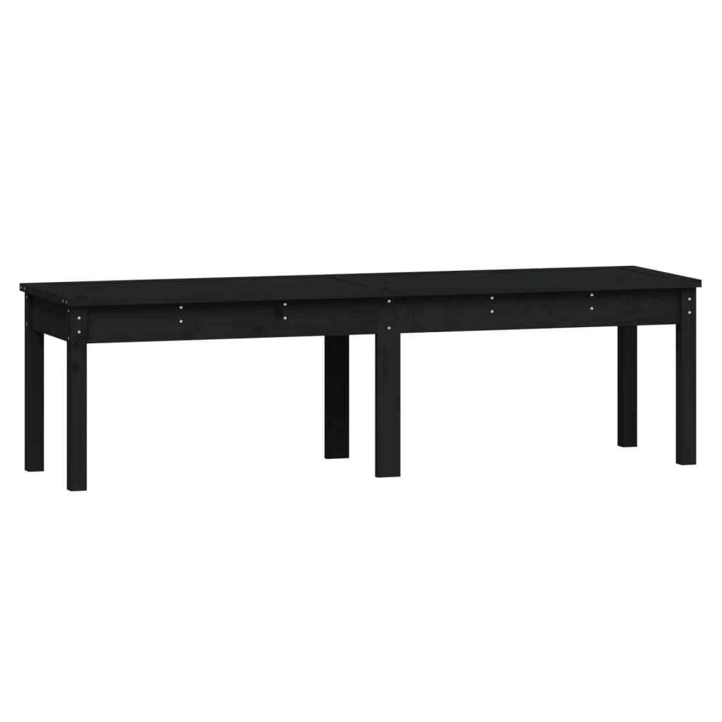 vidaXL Πάγκος Κήπου Διθέσιος Μαύρο 159,5x44x45 εκ. Μασίφ Ξύλο Πεύκου