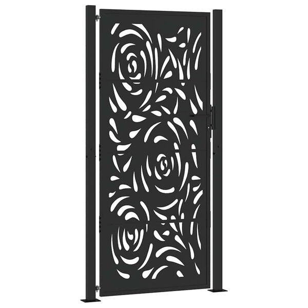 vidaXL Πύλη κήπου Μαύρη 105x205 cm Ατσάλινη φλόγα σχεδιασμού
