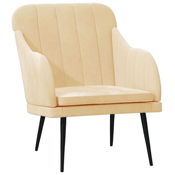 vidaXL Πολυθρόνα Κρεμ 63x76x80 εκ. Βελούδινη