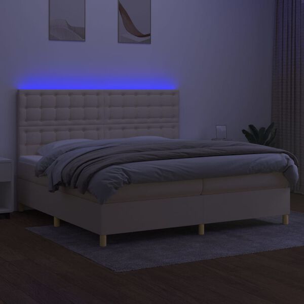 vidaXL &Kappa;&rho;&epsilon;&beta;ά&tau;&iota; Boxspring &mu;&epsilon; &Sigma;&tau;&rho;ώ&mu;&alpha; & LED &Kappa;&rho;&epsilon;&mu; 200x200 &epsilon;&kappa;. &Upsilon;&phi;&alpha;&sigma;&mu;ά&tau;&iota;&nu;&omicron;