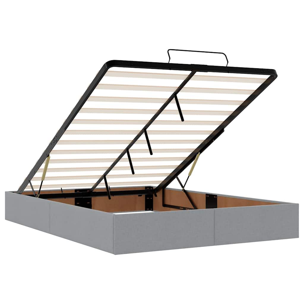 vidaXL Οθωμανικό κρεβάτι με στρώμα&LEDs Ανοιχτό γκρι 140x190cm Ύφασμα