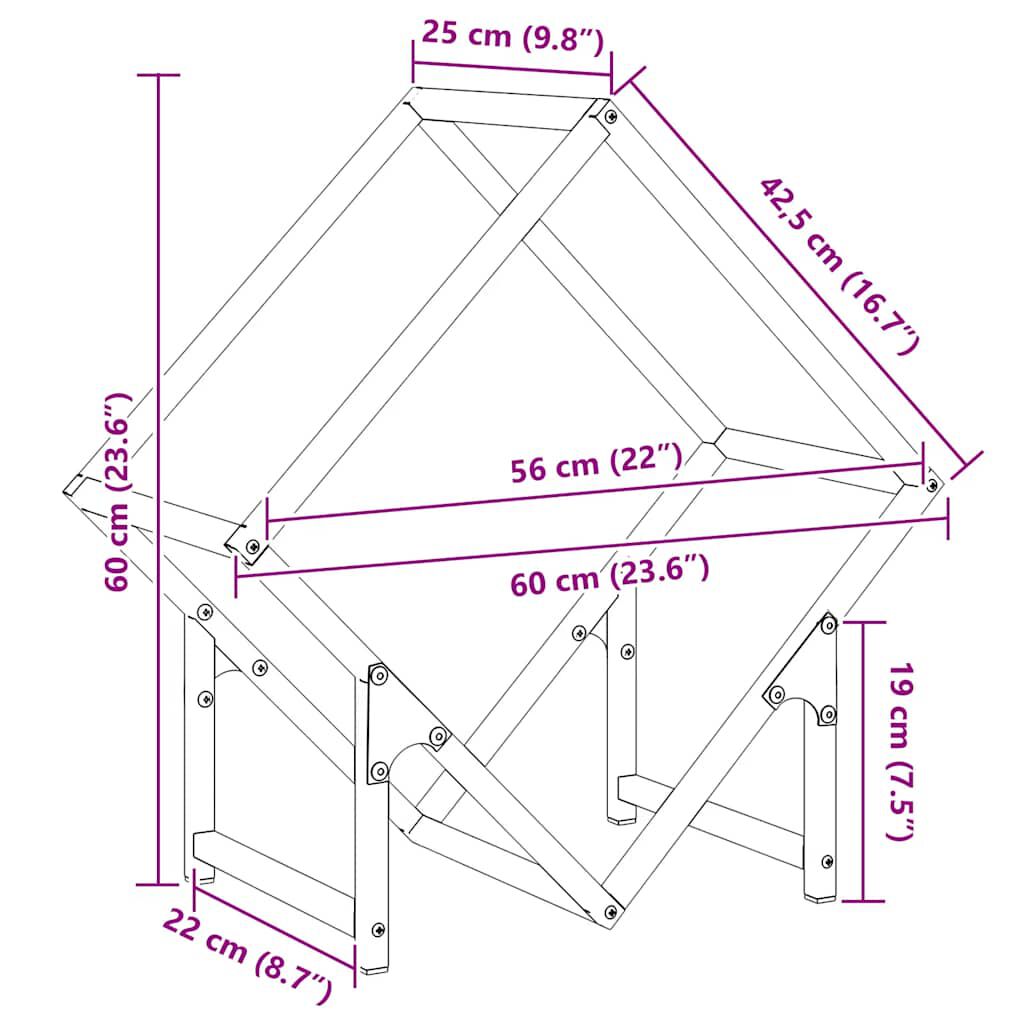 vidaXL Ράφι για καυσόξυλα Ανθρακί 60x25x60 cm Ατσάλι ψυχρής έλασης