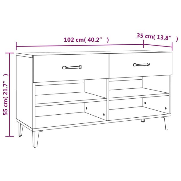 vidaXL Παπουτσοθήκη Sonoma Δρυς 102x35x55 εκ. από Επεξεργασμένο Ξύλο