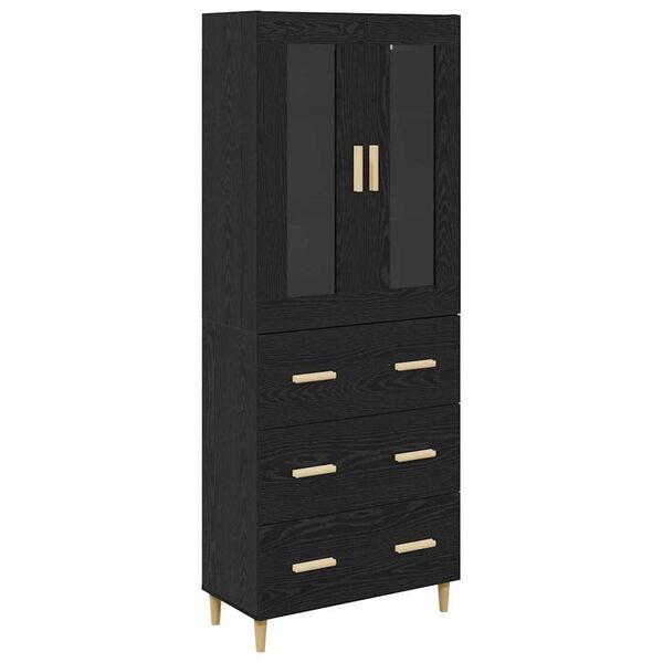 vidaXL Highboard &Mu;&alpha;ύ&rho;&eta; &Omicron;&xi;&upsilon;ά 69,5 x 34 x 180 &epsilon;&kappa;. &Sigma;ύ&nu;&theta;&epsilon;&tau;&omicron; &Xi;ύ&lambda;&omicron; &kappa;&alpha;&iota; &Gamma;&upsilon;&alpha;&lambda;ί