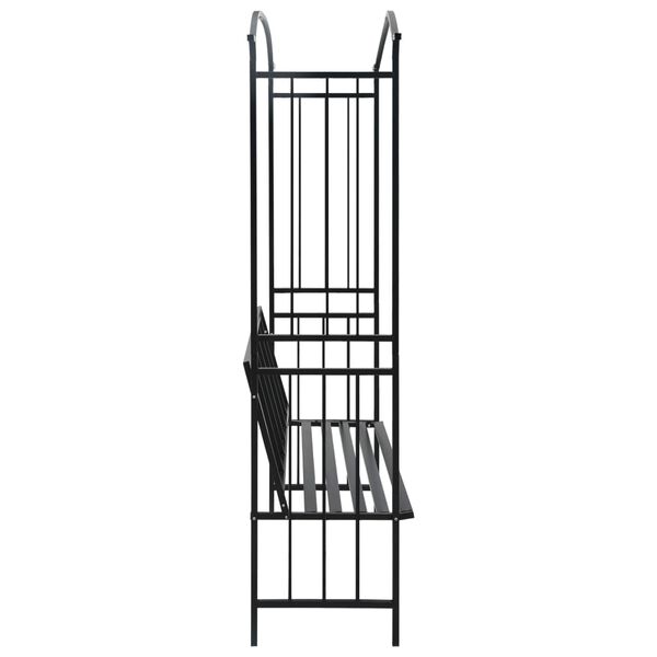 vidaXL Αψίδα Κήπου με Παγκάκι Μαύρη 128 x 50 x 207 εκ. Σιδερένια