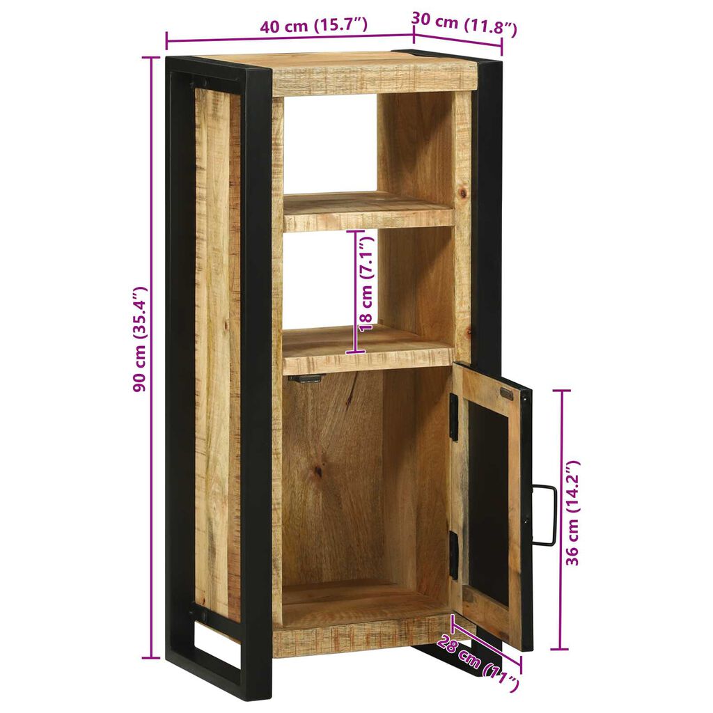 vidaXL Ντουλάπι τοίχου μπάνιου 40x30x90 εκ. Μασίφ άγριο ξύλο μάνγκο