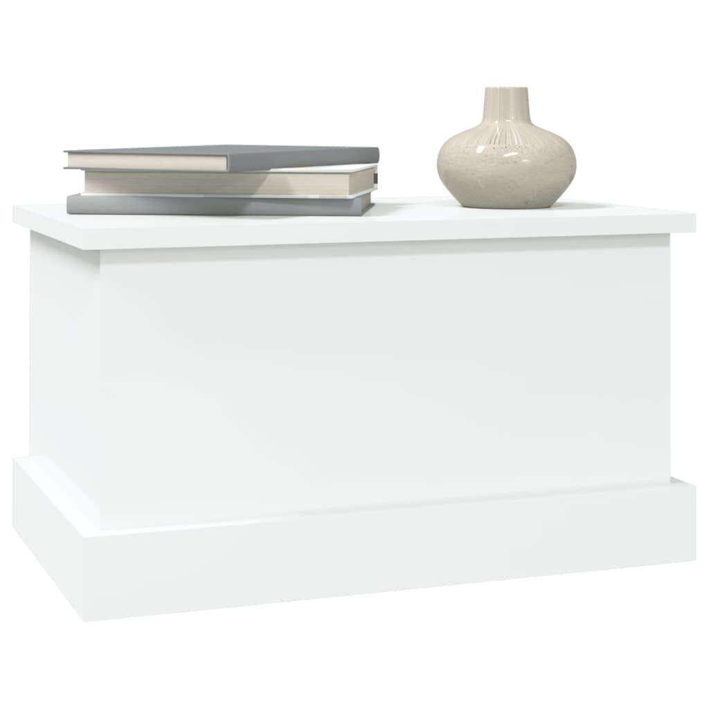 vidaXL Κουτί Αποθήκευσης Γυαλ. Λευκό 50x30x28 εκ. Επεξεργασμένο Ξύλο