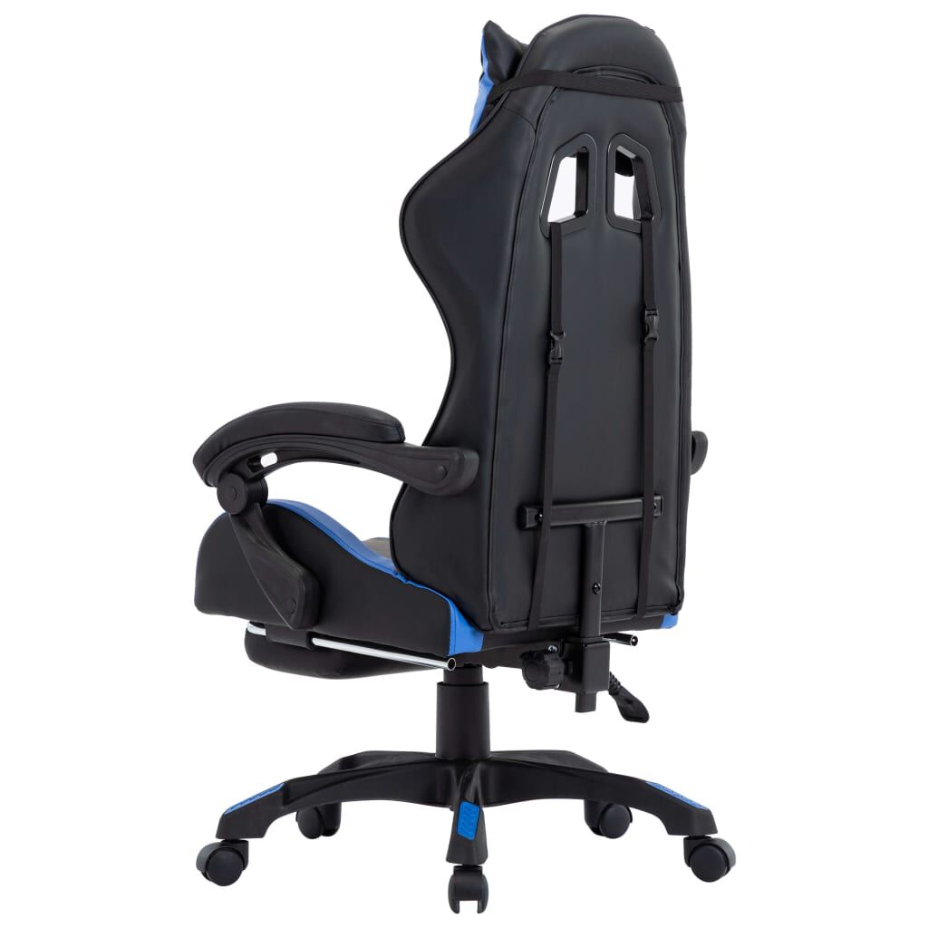 vidaXL Καρέκλα Racing με Υποπόδιο Μπλε/Μαύρη από Συνθετικό Δέρμα