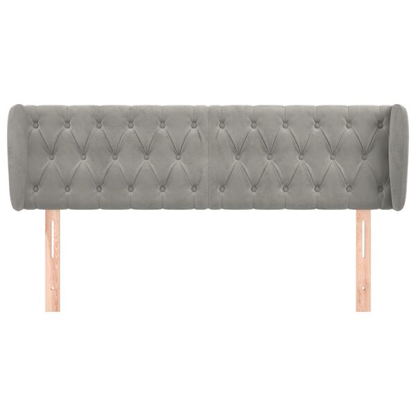 vidaXL Κεφαλάρι με Πτερύγια Ανοιχτό Γκρι 163x23x78/88 εκ. Βελούδινο