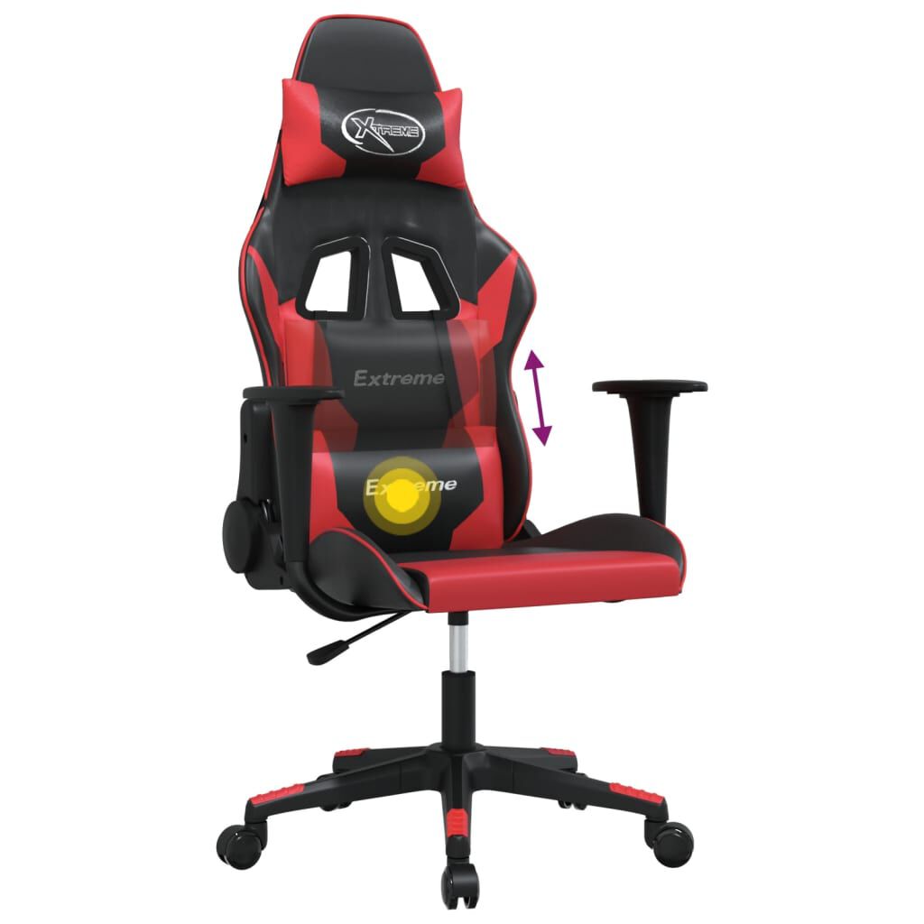 vidaXL Καρέκλα Gaming Μασάζ Μαύρο/Κόκκινο από Συνθετικό Δέρμα