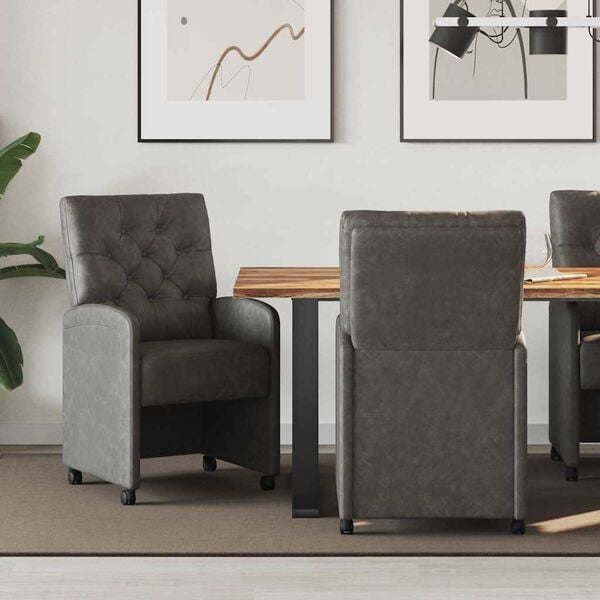 vidaXL Καρέκλες Φαγητού με Ρόδες 2 pcs Μαύρο 58 x 67 x 97 εκ