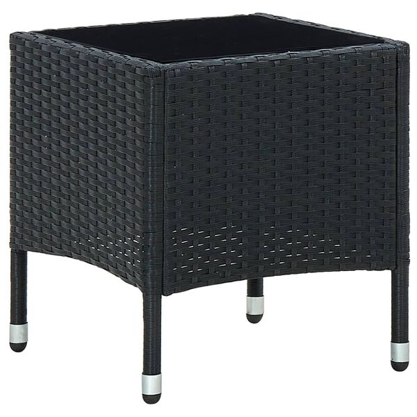 vidaXL Τραπέζι Κήπου Μαύρο 40 x 40 x 45 εκ. από Συνθετικό Ρατάν