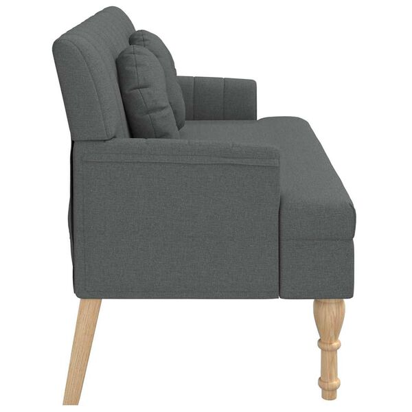 vidaXL Παγκάκι Σκούρο Γκρι 113x64,5x75,5 εκ. Υφασμάτινο με Μαξιλάρια