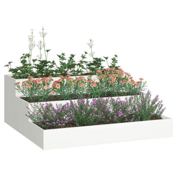 vidaXL Γλάστρα Κήπου Λευκό 90 x 90 x 35 εκ Ατσάλι