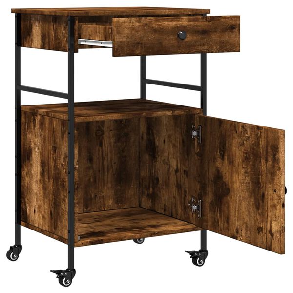 vidaXL Τρόλεϊ Κουζίνας Καπνιστή Δρυς 56x43x89,5 εκ. Επεξεργασμένο Ξύλο
