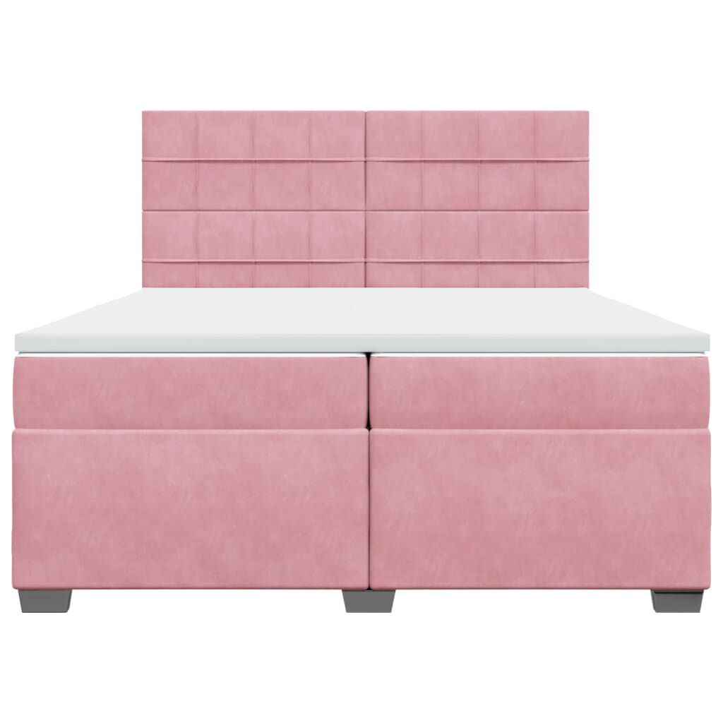 vidaXL Κρεβάτι Boxspring με Στρώμα Ροζ 200x200 εκ. Βελούδινο