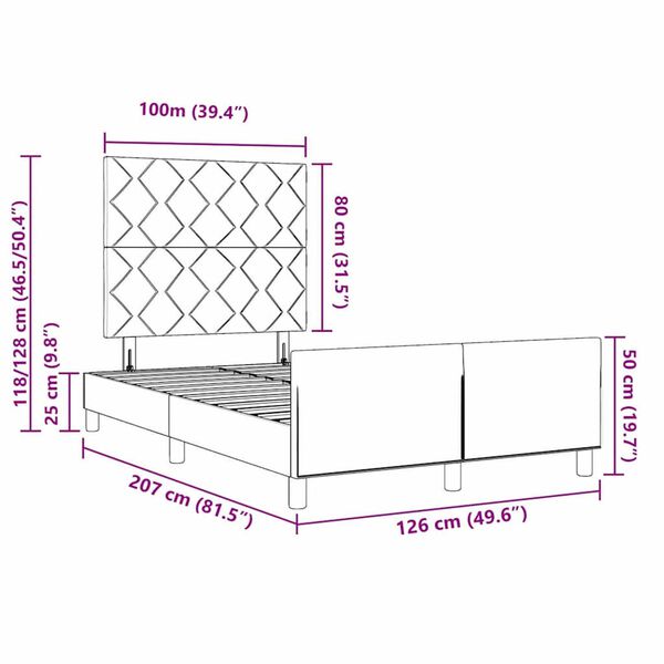 vidaXL Σκελετός Κρεβατιού με κεφαλάρι Taupe 120 x 200 cm ύφασμα