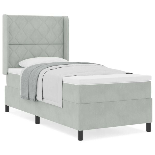 vidaXL Κρεβάτι με ελατήρια Ανοιχτό γκρι 90 x 200 cm Βελούδο