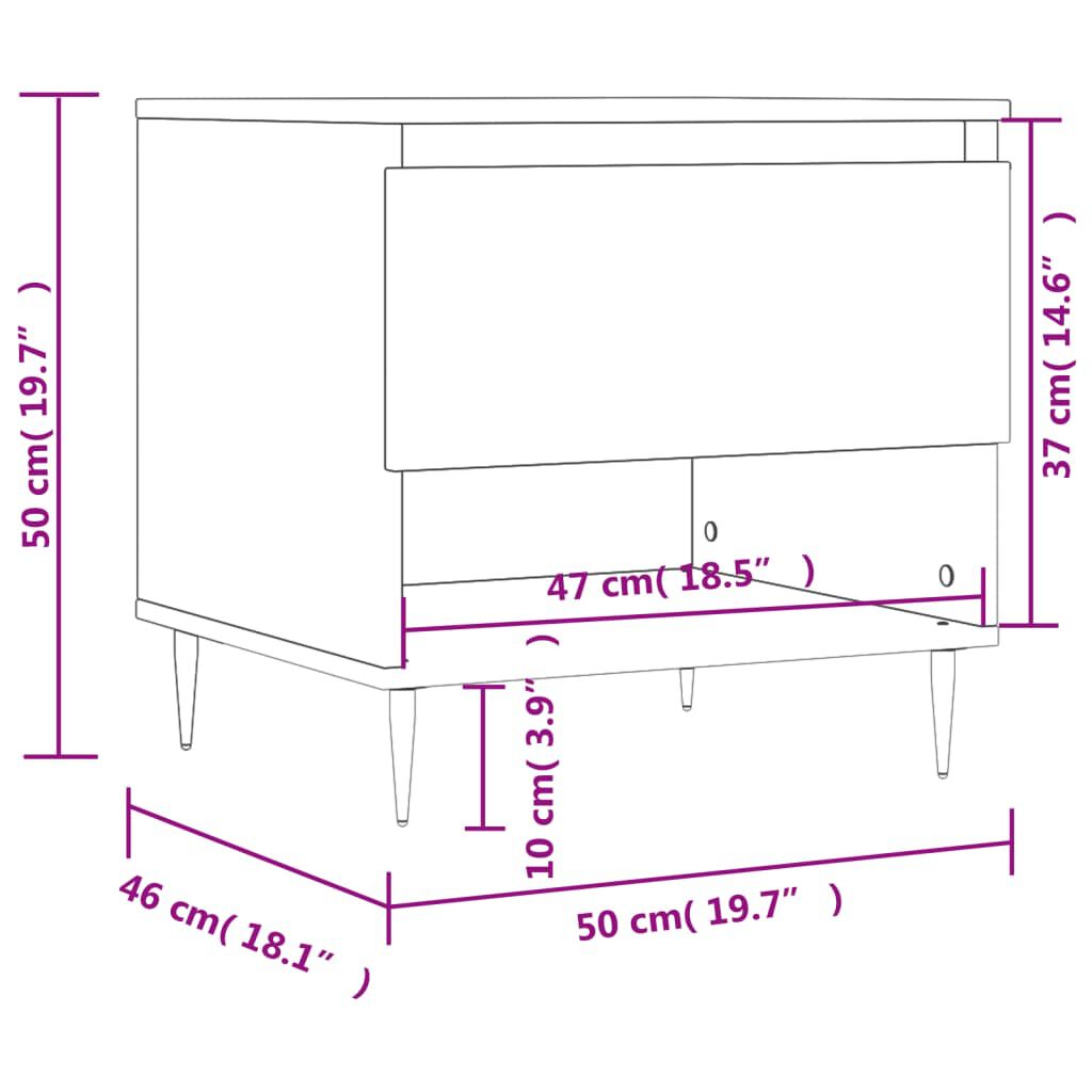 vidaXL Τραπεζάκια Σαλονιού 2 τεμ Γκρι Σκυροδ. 50x46x50 εκ. Επεξ. Ξύλο