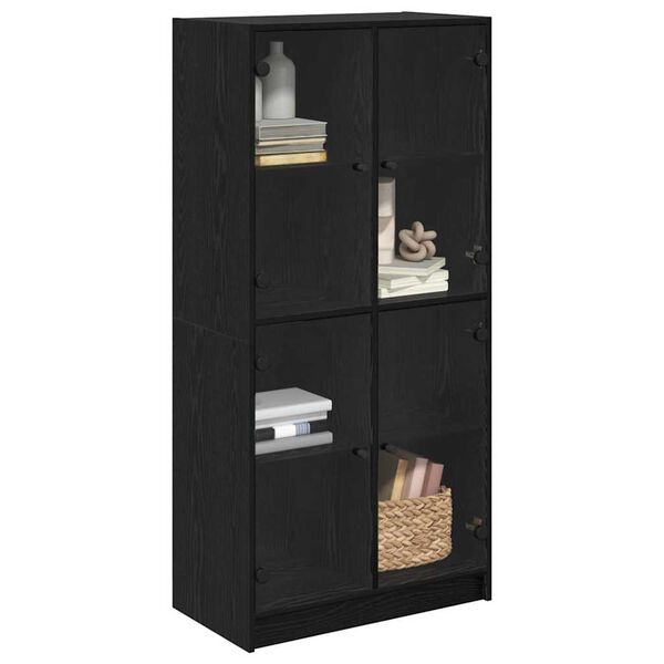 vidaXL Highboard &Mu;&alpha;ύ&rho;&eta; &Omicron;&xi;&upsilon;ά 68 x 37 x 142 &epsilon;&kappa; &Epsilon;&pi;&epsilon;&xi;&epsilon;&rho;&gamma;&alpha;&sigma;&mu;έ&nu;&omicron; &xi;ύ&lambda;&omicron;