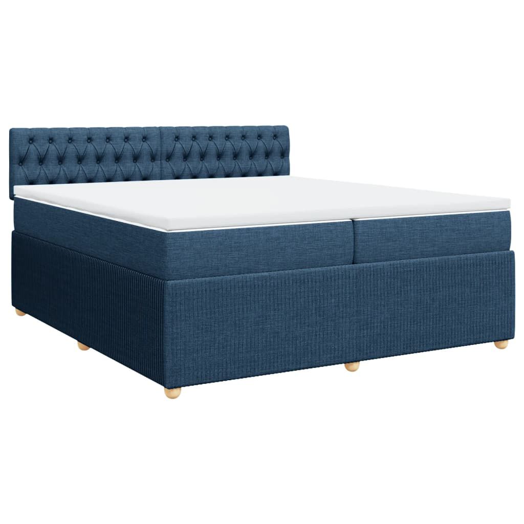 vidaXL Κρεβάτι Boxspring με Στρώμα Μπλε 200x200 εκ. Υφασμάτινο