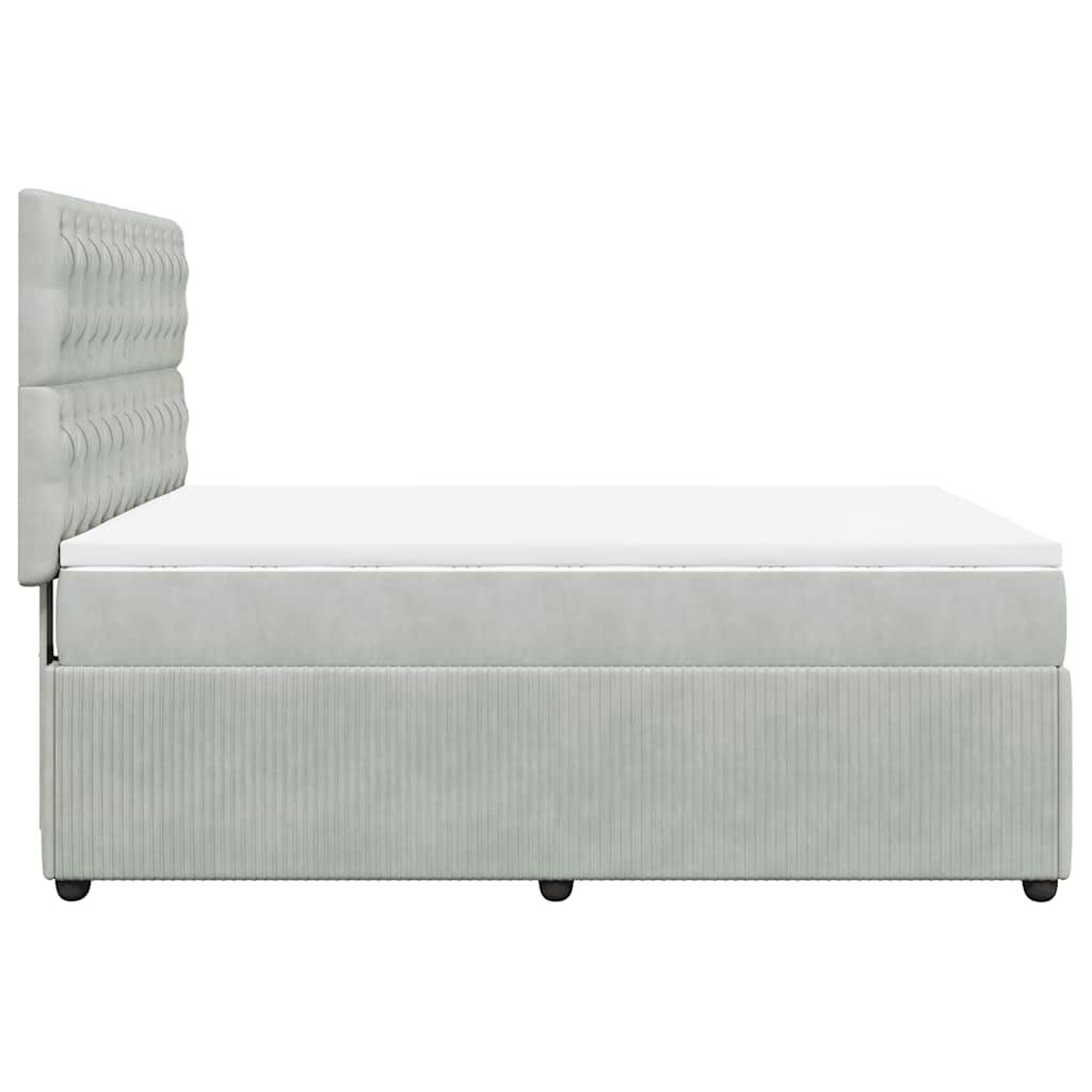 vidaXL Κρεβάτι Boxspring με Στρώμα Ανοιχτό Γκρι 140x200 εκ. Βελούδινο