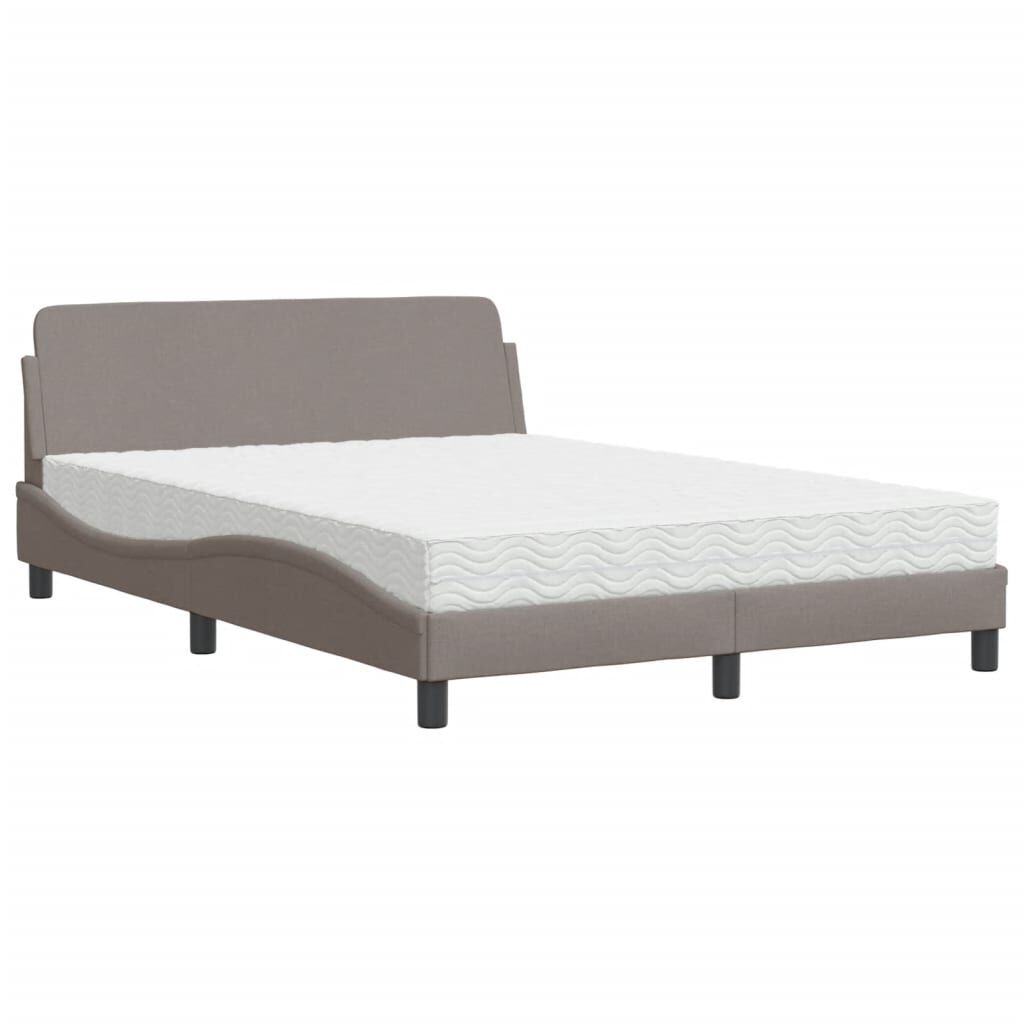 vidaXL Κρεβάτι με Στρώμα Taupe 120x200 εκ. Υφασμάτινο