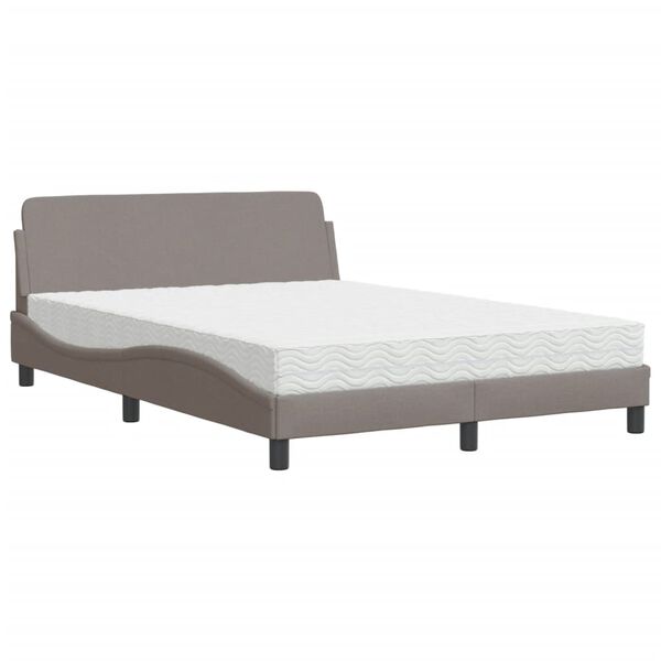 vidaXL Κρεβάτι με Στρώμα Taupe 120x200 εκ. Υφασμάτινο
