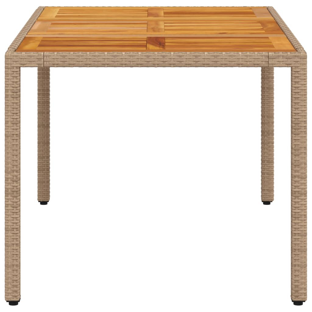 vidaXL Τραπέζι Κήπου Μπεζ 150x90x75 εκ. Συνθετικό Ρατάν / Ξύλο Ακακίας