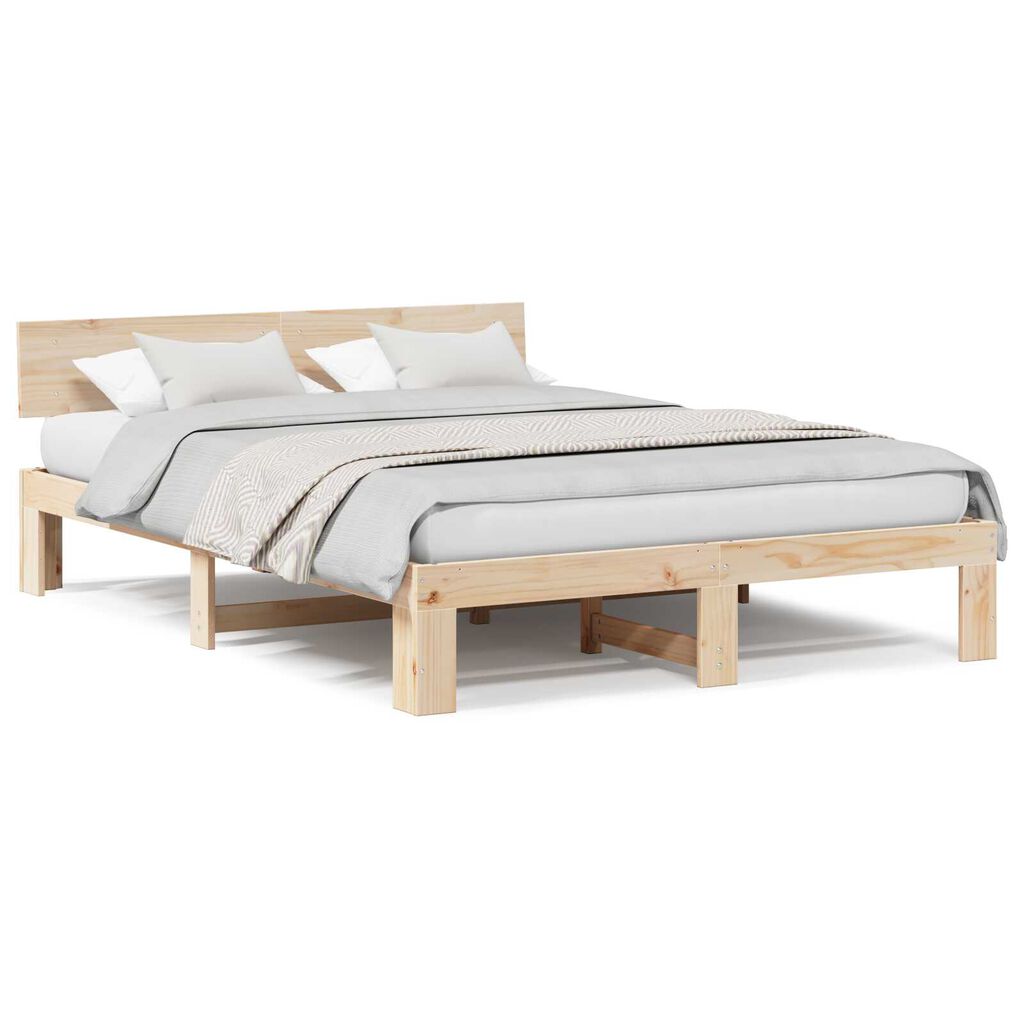 vidaXL Σκελετός Κρεβατιού Καφέ 140 x 200 cm Μασίφ ξύλο πεύκου